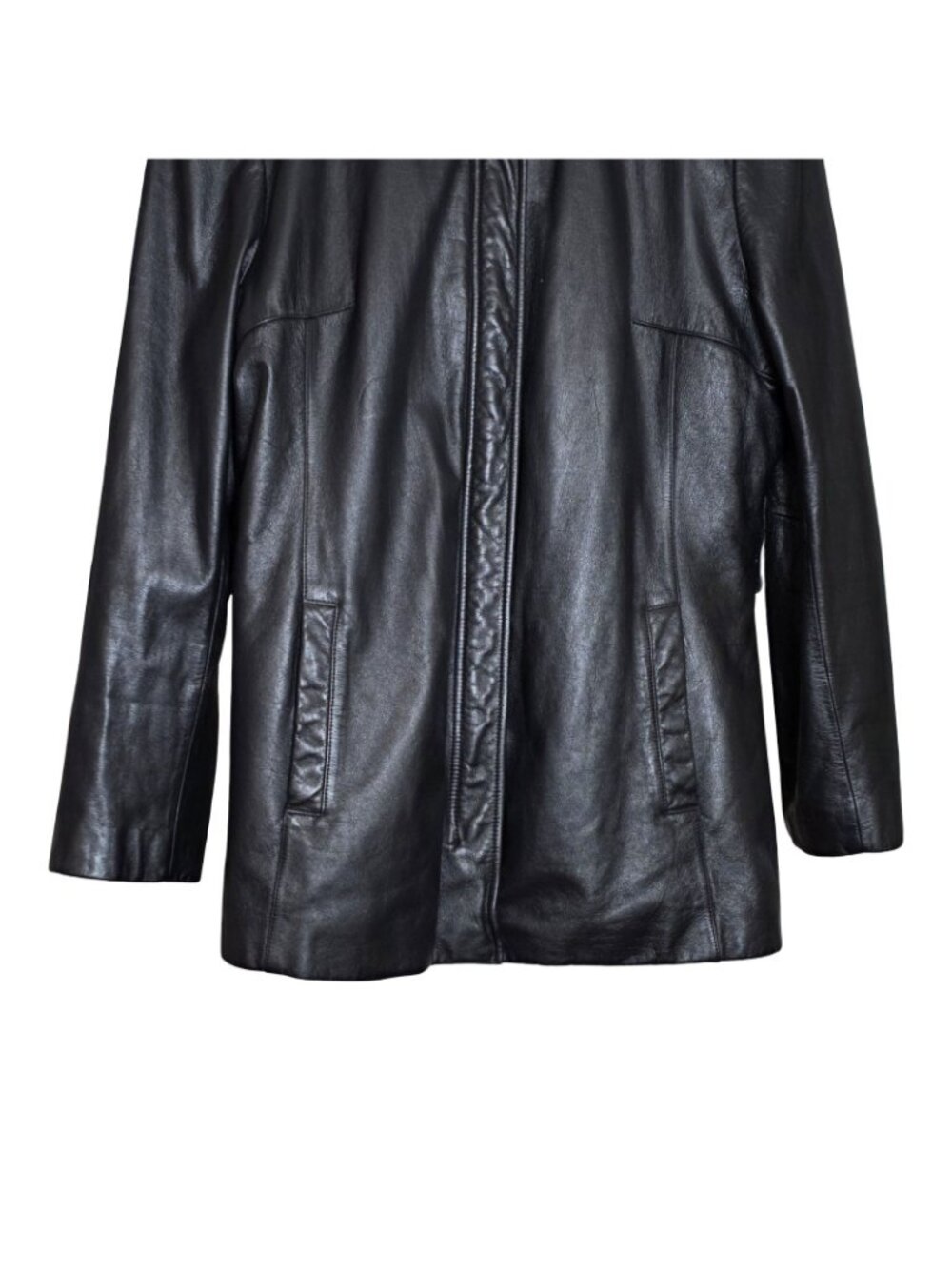 Women's - Wilson Black Leather Zip Up Jacket, Size Large - Picture 4 of 10